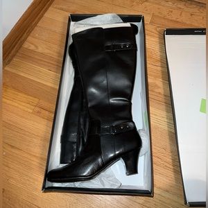 Balck heeled boots wide calf NWOT
